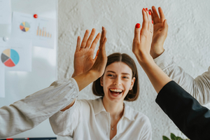 Image of happy people cheering